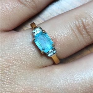 Blue Moissanite diamond chips  ring Germaniun